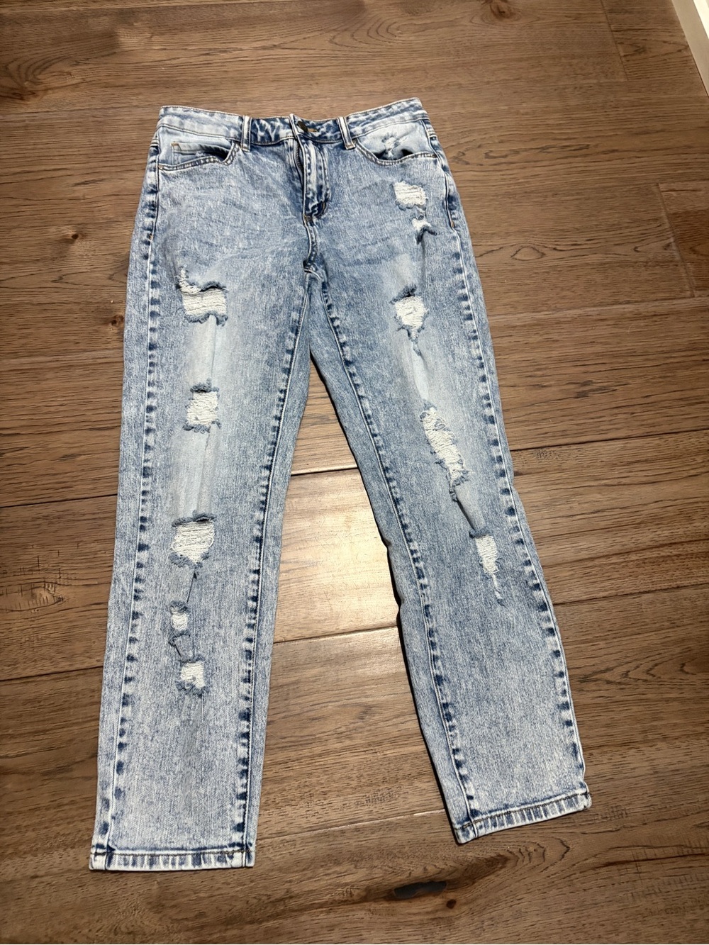 Grace & Lace Light Blue Distressed Boyfriend Jeans
